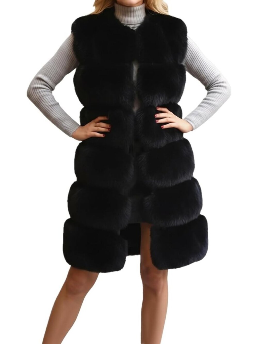 Chic Women's Sleeveless Faux Fur Vest - Cozy Winter Outerwear, Stylish Layering